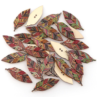 50 PCS Rétro Style Feuilles En Forme de Boutons En Bois Lavable Boutons À Coudre DIY Décor Fournitures Dartisanat