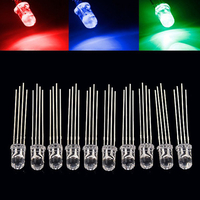 50 pièces 5mm polychrome LED RVB Anode commune quatre pieds Transparent surbrillance couleur lumière 5mm Diode Colorful