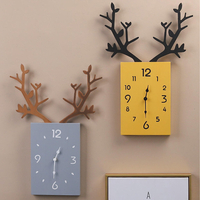 50 x 35cm Simple Horloge Murale En Bois Antler Chiffres Romains Mur Home Decor
