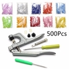 500 jeux enclenchent presse stud pince en résine plastique kit outil setter bouton de fermeture