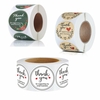 500pcs / rouleau 25mm merci autocollant rond fleur de mariage cadeau étiquette auto-adhésive