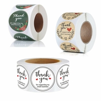 500pcs / rouleau 25mm merci autocollant rond fleur de mariage cadeau étiquette auto-adhésive