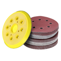 50pcs 125mm 60-240 grain ponçage feuille 8 trous tampons papier de verre avec tampon de polissage