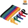 50pcs attaches de câble de fixation réutilisables tissu en microfibre crochet de 6 pouces et cordon de boucle