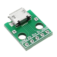 50pcs Micro USB pour plonger femelle Type B Microphone 5P Patch To Dip 2.54mm Pin avec adaptateur à souder Carte