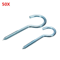 50Pcs Zinc plaqué en acier au carbone Screw Hooks Hangers Holders Gants de coupe 60mm 80mm