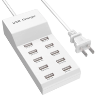50W 10-Ports Power Hub Smart Plug Charging Dock 10xUSB-A Fast Charging Power Strip EU Plug US Plug for iPhone 15 14 13 f