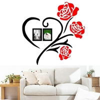 50x50 / 80x80cm 3D Roses Acrylique Sticker Mural Vinyle Art Décor Salon Maison Home Decal