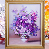 50x58cm ruban de soie 3d fleur pourpre point de croix kit broderie travail manuel bricolage décoration de la maison
