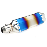 51mm Double sortie moto arrière tuyau déchappement bleu moto universelle 370mm acier inoxydable