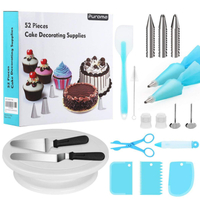 52 Pcs / ensemble Outil Décorations De Gâteaux Ensemble Cadeau Kit Fournitures De Cuisson Platine Spatule Stand Bricolag