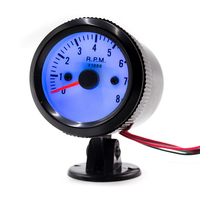 52mm Auto Car Tachymètre Tacho Jauge Mètre 0-8000RPM W / Bleu LED Rétroéclairage