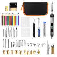54pcs 60w électrique réglable bois brûlant stylo trousse à outils pyrogravure fer à souder