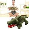 55cm mignon dessin animé en peluche vert 3d forme de crocodile main chaude oreiller enfants jouet cadeau créatif