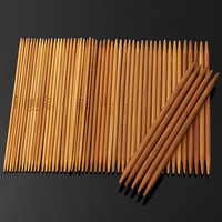 55pcs 11 tailles de bambou carbonisée à double aiguilles à tricoter pointues chapeau pull écharpe crochet crochet