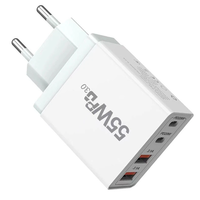 55W 4-Port USB PD Charger 2USB-A+2USB-C PD QC PPS Fast Charging Wall Charger Adapter EU Plug US Plug for iPhone 16 16 Pr