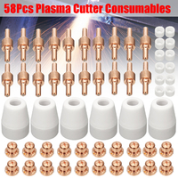 58pcs consommables de coupeur de plasma air coupeur de plasma torche de soudage électrode buse coupe bouclier consommabl