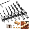 5/8PCS Countersink Drill Bit Set HSS4241 Titanium Coated 90° Chamfer 3-10mm Round Handle High-Speed Steel for Wood Metal