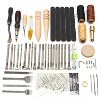 59Pcs Ensemble doutils à main en cuir pour outils à couture à main / Set destampage à couture