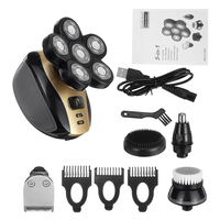 5 en 1 affichage de lalimentation USB Rechargeable 6 têtes rasoir à tête chauve tondeuse à cheveux électrique tonde