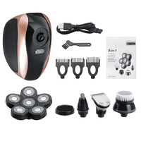 5 en 1 USB affichage numérique rechargeable 6 têtes tête chauve rasoir tondeuse à cheveux tondeuse