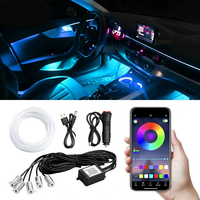 5IN1 6M RGB LED Atmosphere Car Interior Ambient Light Fiber Optic Strips Light by App Control Neon LED Auto Decorative L