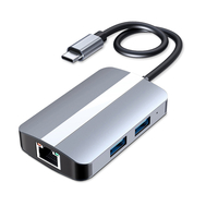 5 IN 1 Type-C Hub Station daccueil USB-C vers USB 2.0 USB 3.0 RJ45 100 Mbps LAN Ethernet SD/TF Card Reader Slot pou