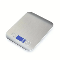5kg Portable Kitchen Scale Coffee Scale Electronic Stainless Steel Surface LCD Backlit Food Weighing Tool for Precise Me