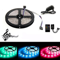 5m 300 LED SMD3528 rgb étanche bande flexible avec régulateur de musique adaptateur DC12V 2a