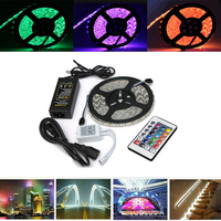5m 5050 rgb étanche 300 LED lumière flexible de bande de corde + clé adaptateur contrôleur + 12v de puissance 24