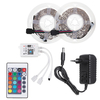 5M/10M 2835 RGB 600 LED Bande lumineuse non étanche DC12V + Télécommande 24 touches + Contrôleur WiFi + Adaptateur secte
