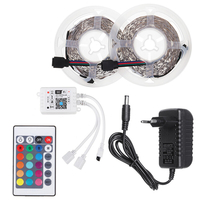 5M/10M 2835 RGB 600 LED Bande lumineuse non étanche DC12V + Télécommande 24 touches + Contrôleur WiFi + Adaptateur secte