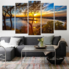 5panneautoilepeinturecoucherde soleil lac arbre paysage marin paysage affiche impression m