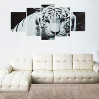 5pcs / set art moderne peinture à lhuile de peinture sur toile dimpression tigre papier peint sticker mural dé