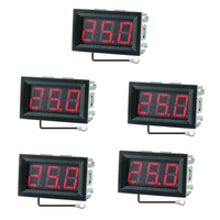 5Pcs 0.56 Inch Mini Digital LCD Indoor Convenient Temperature Sensor Meter Monitor Thermometer with 1M Cable -50-120℃ DC