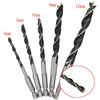 5pcs 4-10mm hex tige tarière menuiserie foret quatre emplacements quatre alésage lame trou foret