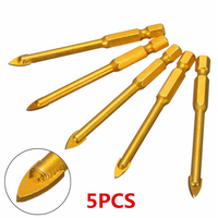 5pcs 6mm Hex Shank Pointe Spear Pointe Bits de forage Set Porcelaine en céramique de marbre en verre Tile Drill Bits