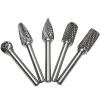 5pcs 6mm tige de carbure de tungstène Burrs 12mm tête rotative Cutter gravure Bits Set
