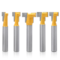 5PCS 8mm Shank Keyhole Router Bits Set T Track T-Slot Bolts Router Bit Set for 5/16 3/8 1/2 7/16 5/8 Hex Bolts