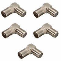 5pcs 90 degrés connecteur droit tv angle antenne connecteur mâle coaxial à la prise femelle