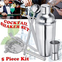 5pcs acier inoxydable boisson cocktail barman shaker mixeur bar kit de mélange outils