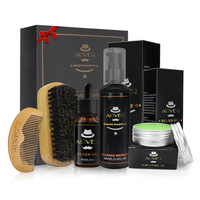 5pcs barbe peigne huile barbe baume shampooing brosse soin de la moustache pour hommes cadeau de toilettage