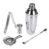 5pcs cocktail shaker set jigger cuillère à mélanger pince barware barman outils w / bois stockage stand bars boissons mi