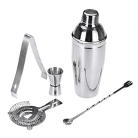 5pcs cocktail shaker set jigger cuillère à mélanger pince barware barman outils w / bois stockage stand bars boissons mi
