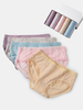 5pcs femmes coton couleur unie garniture en dentelle culotte antibactérienne taille moyenne