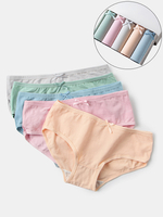 5Pcs Femmes Coton Solide Bowknot Couleur Culotte Taille Moyenne