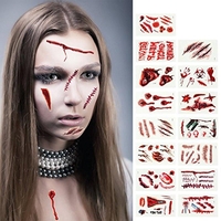 5Pcs Halloween Horror Fidelity Blood Scarring Tattoo Paste Personnalité