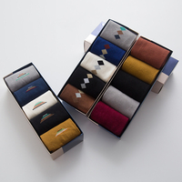 5Pcs Hommes Coton Couleur Unie Diamant Rayures Motif Casual Sport En Plein Air Tube Anti-dérapant Chaussettes