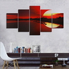 5pcs peinture sur toile frameless crépuscule rouge image lacustre art moderne mur décor à la maison