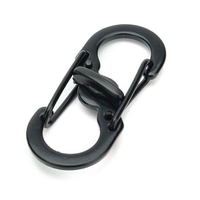 5pcs S forme en plastique en acier anti-vol mousqueton porte-clés crochet Clip EDC outil noir
